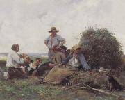 Julien  Dupre Harvesters At Rest oil on canvas